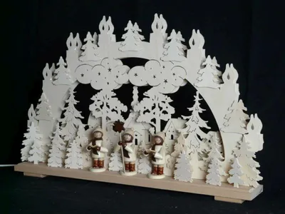 Produktbild von Schwibbogen mit Kurrendefiguren und Beleuchtung BxHxT 70x43x7cm NEU