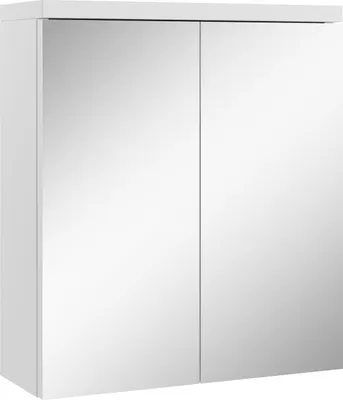 Produktbild von Badezimmer Spiegelschrank Toledo 60cm Weiß – Stauraum Unterschrank Möbel zwei Türen Badschrank