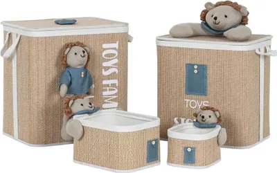 Produktbild von Korb für schmutzige Wäsche Home ESPRIT grün natürlich Für Kinder 44 x 44 x 45 cm 4 Stücke