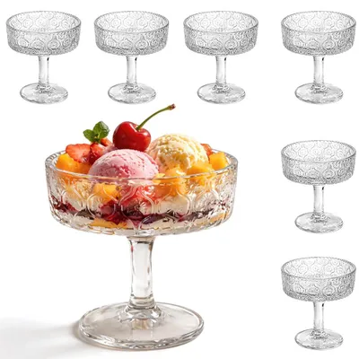 Image de Ensemble de 6 verres à cocktail cannelés de 300 ml avec anse