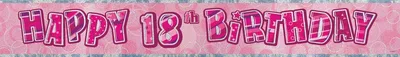 Produktbild von Banner zum 18. Geburtstag, rosa, 274 x 13 cm