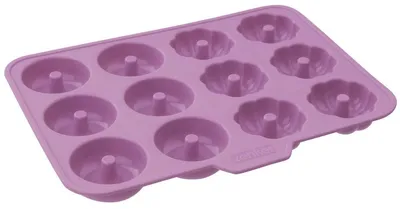 Produktbild von Zenker Silikonbackform Mini Donuts 25 x 19 x 2 cm, hochwertige Donutbackform, hitzbeständige & gefriergeeignete Silikonform, Backform für Donuts mit Ø 5 cm, vielseitige Form (Farbe: Frozen Rose)
