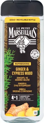 Image de Le Petit Marseillais Gel Douche Homme 4-en-1, Gingembre & Cyprès, 400ml