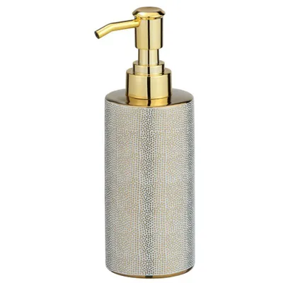 Produktbild von WENKO Seifen Spender 300 ml Dosierer Flüssig NURIA Gold Lotion Bad Gäste WC edel