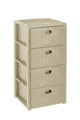 Produktbild von Kreher XL Rollbarer Schubladentower mit 4 Schüben im Rattan Design in Beige