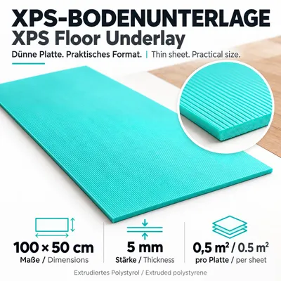 Immagine prodotto di Sottofondo in XPS da 5 mm per laminato e parquet multistrato – 100 x 50 cm – 1 pannello = 0,5 m²