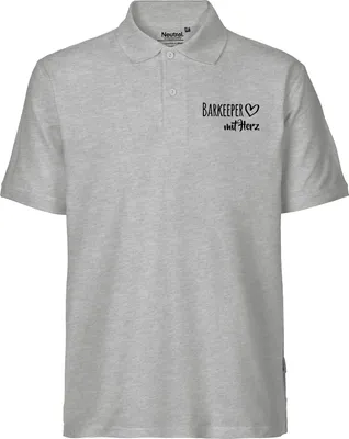 Produktbild von Huuraa Herren Polo Shirt Barkeeper mit Herz S Sport Grey Bio Baumwolle Fairtrade Poloshirt Geschenkidee