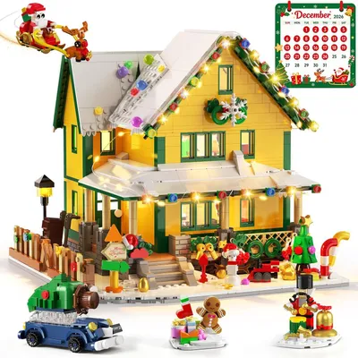 Produktbild von Adventskalender 2026 Weihnachtshaus Mini Bauspielzeug Set mit Licht