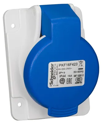 Produktbild von Schneider PKF16F423 CEE Anbausteckdose, Schraubklemmen, 16A, 2p+E, 200-250 V AC, weiß