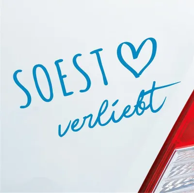 Produktbild von Auto Aufkleber Hansestadt Soest verliebt Herz Stadt Heimat Liebe Car 19x9 cm Hellblau Sticker Heckscheibenaufkleber