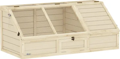 Produktbild von PawHut Schildkrötenhaus aus Holz, Schildkrötengehege mit zwei Haupthäusern Weiß