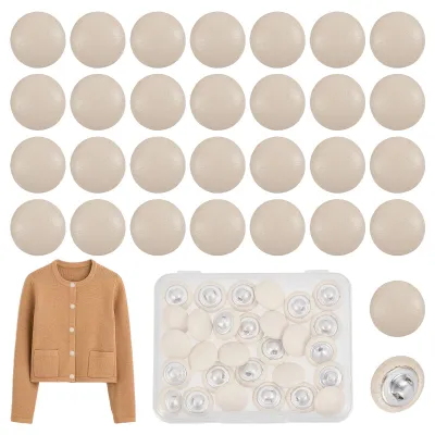 30 Knöpfe 11 mm, Kunstleder, beige, zum Annähen