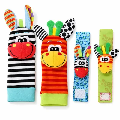 Produktbild von Sensorische Rasselsocken und Handgelenkbänder, Maschinenwaschbare in Hochkontrast-Design - BIBIBUD