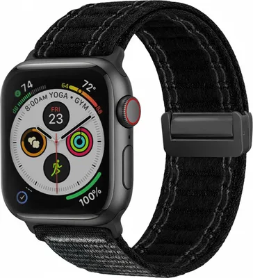 Produktbild von Smartwatch Armband für Apple Watch SE 2 40mm Nylon Textil Band Ersatzband Wechselband Magnetverschluss flexibel atmungsaktiv Schwarz