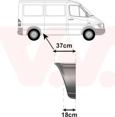 Produktbild von VAN WEZEL Seitenwand Reparaturblech passend für MERCEDES-BENZ SPRINTER 3-t Kasten (903) SPRINTER 3-t Bus (903) SPRINTER 2-t Kasten (901, 902) für VW