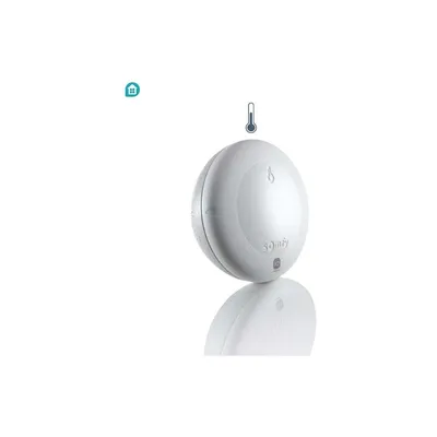 A white, spherical temperature sensor with a thermometer icon above it.