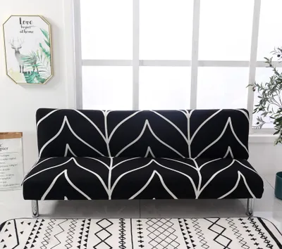 Produktbild von Futon Schonbezug Armlose Sofabezug Stretch Schlafsofa Schonbezug Protector Elastic (1, Schwarzer Grunge)