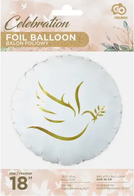 Produktbild von Runder Folienballon Goldene Taube Kommunion 45cm