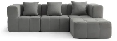 Zdjęcie produktu dla MILYSOFA SOFABULOUS – modułowa sofa narożna 3-osobowa z szezlongiem, z delikatnej tkaniny pętelkowej, w kolorze szarym „chmura”