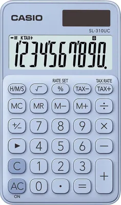 Produktbild von Casio SL-310UC-LB, Tasche, Einfacher Taschenrechner, 10 Ziffern, 1 Zeilen, Batterie/Solar, Blau