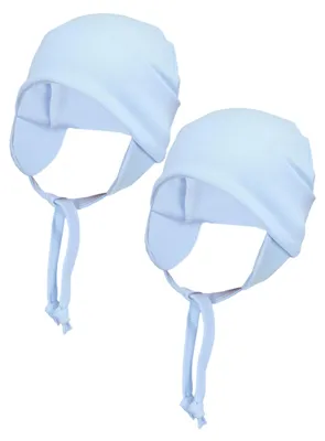 Produktbild von TupTam Baby Erstlingsmütze mit Ohrenklappen 2er Pack, Farbe: Blau, Größe: 62-68