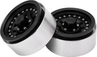 Image de 2 jantes RC Beadlock, jantes alu 10 trous pour Axial SCX10/Traxxas TRX4, noir