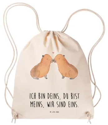 Produktbild von Mr. & Mrs. Panda Beutel Capybara Liebe - Transparent - Geschenk, Valentinstag, Kleiner Rucksack, Paar, Geschenkidee, wander, Turnbeutel, Lustige Sprüche, Jutebeutel, gym