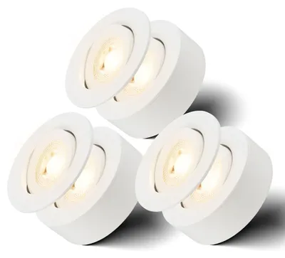 Image de B.K.Licht Lot de 3 spots et spots encastrables LED 2 en 1, Lot de 3 spots encastrables, Orientable, Plat, Lumière blanche chaude, Blanc,Ø 9,3 x 3cm