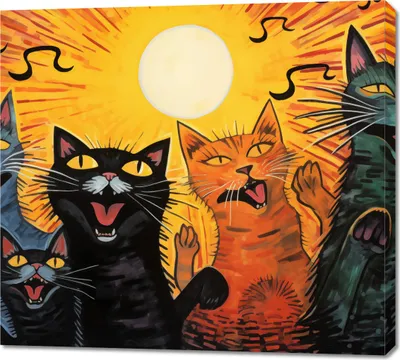 Produktbild von Bild 100x90cm Katzenkonzert