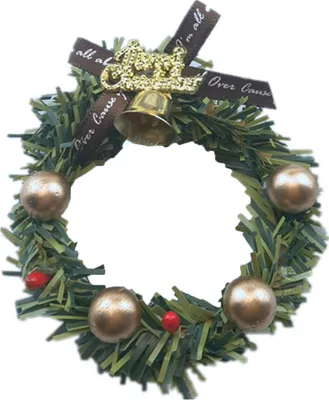 Produktbild von 1 Set Weihnachtskranz DIY auffällige handgefertigte tragbare Miniaturstatue-Girlande-Ornament für Puppenhaus-Buntes Licht