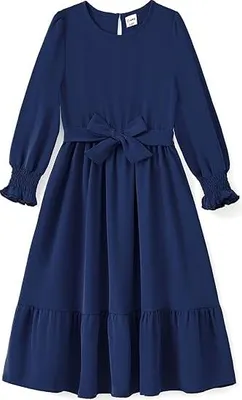 Imagen del producto de PatPat: Elegante vestido vintage de color azul marino para niñas de 8 a 9 años