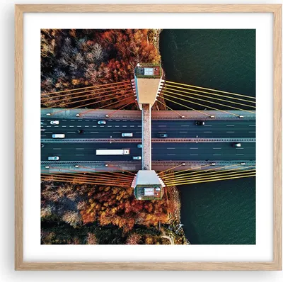 Produktbild von Gerahmtes Poster - Rahmen in heller Eiche - Brücke Siekierkowski Warschau - 50x50 cm - Wand Bild - Wanddeko - Wandbilder - Kunstposter - Wandposter - Bilderrahmen - Bilder - P2NAC50x50-4663