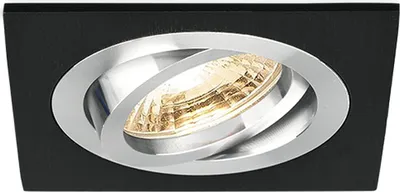 Produktbild von Einbaustrahler GU10 Einbaurahmen 35° Schwenkbar Ø75mm Bohrloch Aluminium inkl. GU10 5W Neutralweiß 410 Lumen LED Leuchtmittel Schwarz Eckig