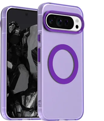 Immagine prodotto di Custodia per Google Pixel 10 / Pixel 10 Pro, compatibile con MagSafe, sottile custodia semi-trasparente opaca antiurto Viola