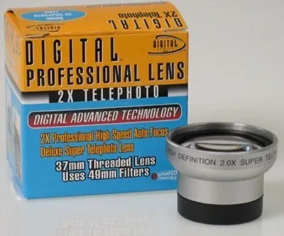 Produktbild von 2.0x Telekonverter von Digital Optics fuer Canon MVX10i, MVX30i, Panasonic NV-GS17, JVC GR-D815, Hitachi DZ-HS501 usw.