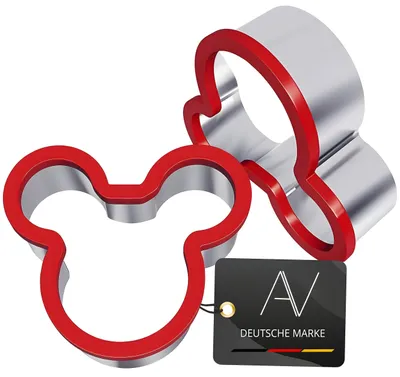 Image de AVANA Emporte-pièces en acier inoxydable Sandwich Cutter Cookies Souris Noël Surface plastique confortable Emporte-pièces biscuits pour enfants - Lot de 2