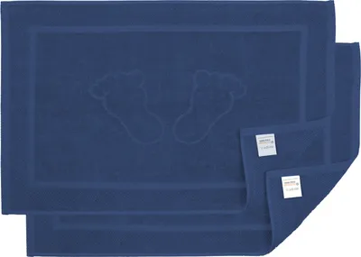 Produktbild von Bananalu 2 Stück Badvorleger Badematte Qualität 100% Baumwolle, Dunkel Blau (3938), 50x70cm, 700g/m2