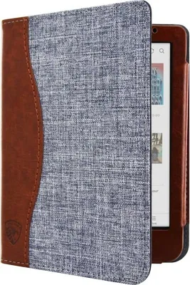 Produktbild von Dutch Shield - Jeans Case Hülle für das Tolino Shine Color Ebook - Klapphülle Ereader Schutzhülle Cover Grau, Braun