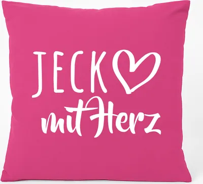 Produktbild von Huuraa Kissen Jeck mit Herz 40x40cm mit Füllung Fuchsia Baumwolle Dekokissen Geschenkidee