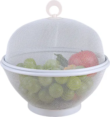 Produktbild von Obstkorb aus Netzgewebe mit großem Fassungsvermögen und Deckel, fliegensichere Obstschale, leicht zu reinigen, spülmaschinenfest, Obstkorb mit Abdeckung