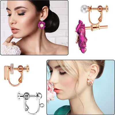 Produktbild von 10 Paar Clip-On-Ohrstecker ohne Ohrlöcher mit bequemen Ohrpolstern für Frauen und Mädchen