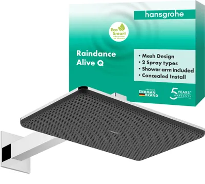 Regendusche 210x340 mm, 2 Strahlarten, EcoSmart, Chrom