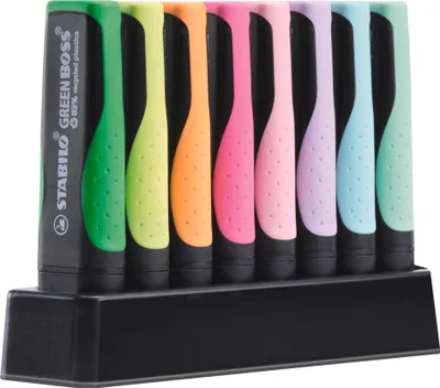 Zdjęcie produktu dla STABILO 1523280 Zakreślacz STABILO GREEN BOSS Pastelowy, zestaw 8 markerów biurkowych