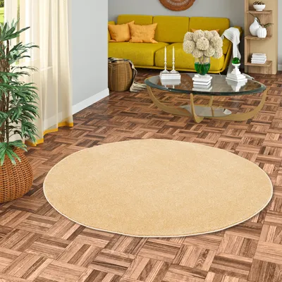Produktbild von Luxus Soft-Velours Teppich Verona Beige Rund, Größe:200 cm Rund