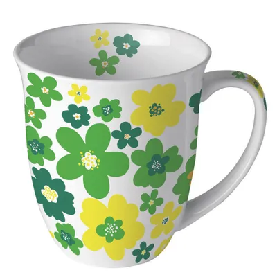 Produktbild von Porzellan-Becher 0,4 L - Flower power green