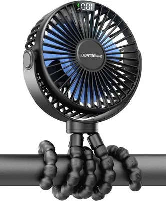 Immagine prodotto di Ventilatore da tavolo e da viaggio portatile, orientabile a 360 gradi, con batteria da 6000 mAh
