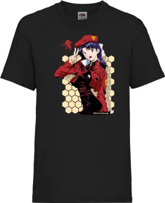 Zdjęcie produktu dla Koszulka Dziecięca Neon Anime Genesis Manga Evangelion Misato Katsuragi Misato Katsuragi, 12-13 Jahr - 152 / Czarny