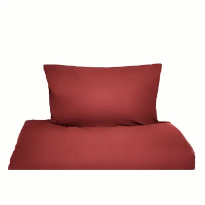 Produktbild von Einfarbige Bettwäschen-Sets für Einzel- und Doppelbetten, 100% Baumwolle Bordeaux 155x220 cm