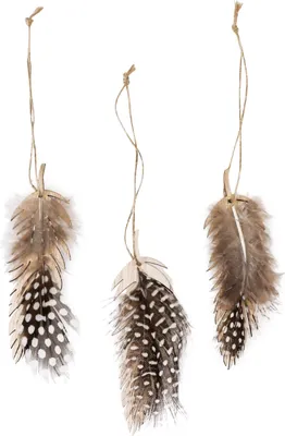 Produktbild von Deko Federn Holzanhänger Natur 9er Set 9,5-10cm, 9 Stück