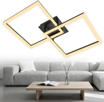 Produktbild von UISEBRT 48W LED Deckenleuchte Eckig Metalllampe Modern Geometrisch Warmweiß Wohnzimmerlampe Schlafzimmer Küchenlampe Esszimmer Deckenbeleuchtung